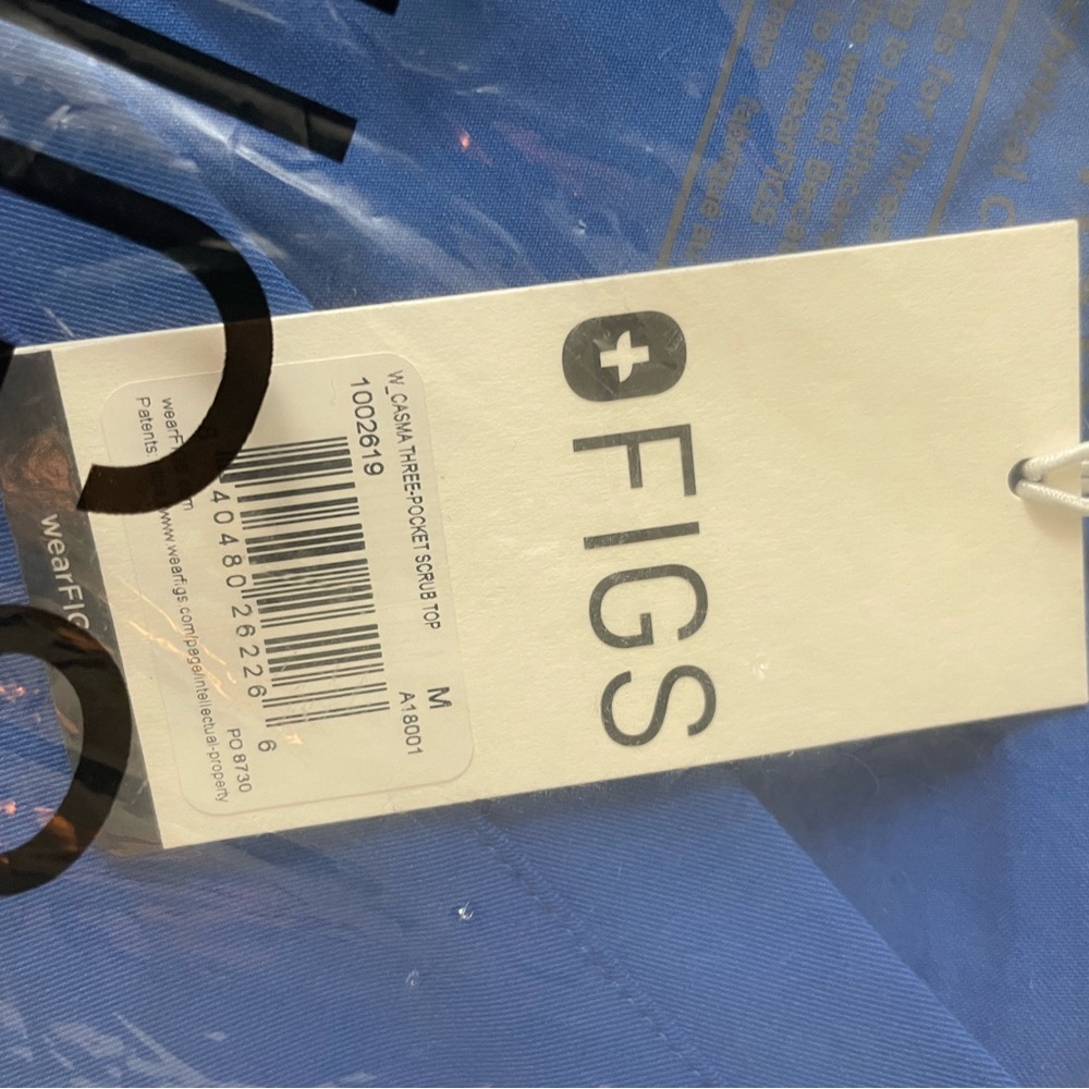 Figs Royal Blue Medical Scrub Top with Tag